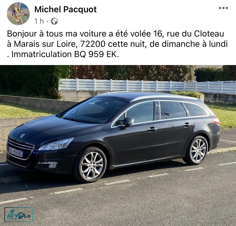 Vol Peugeot 508 break SW noire